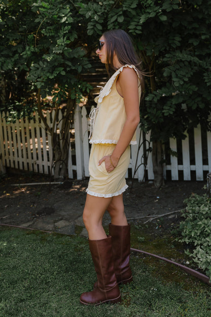 Aya Ruffle Shorts in Yellow