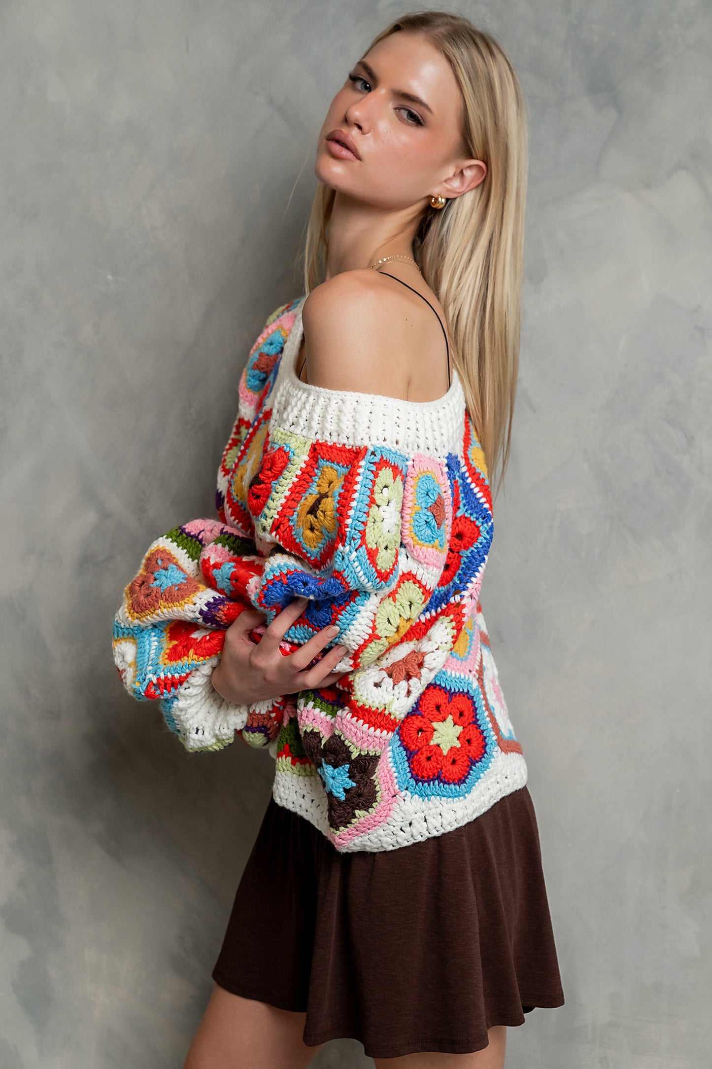 Anisa Crochet Sweater in Ivory