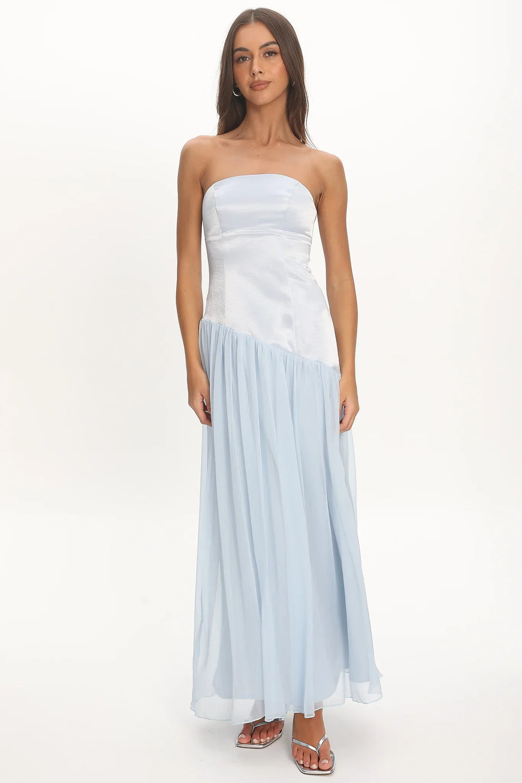 Karielle Asymmetric Drop Waist Maxi Dress Blue