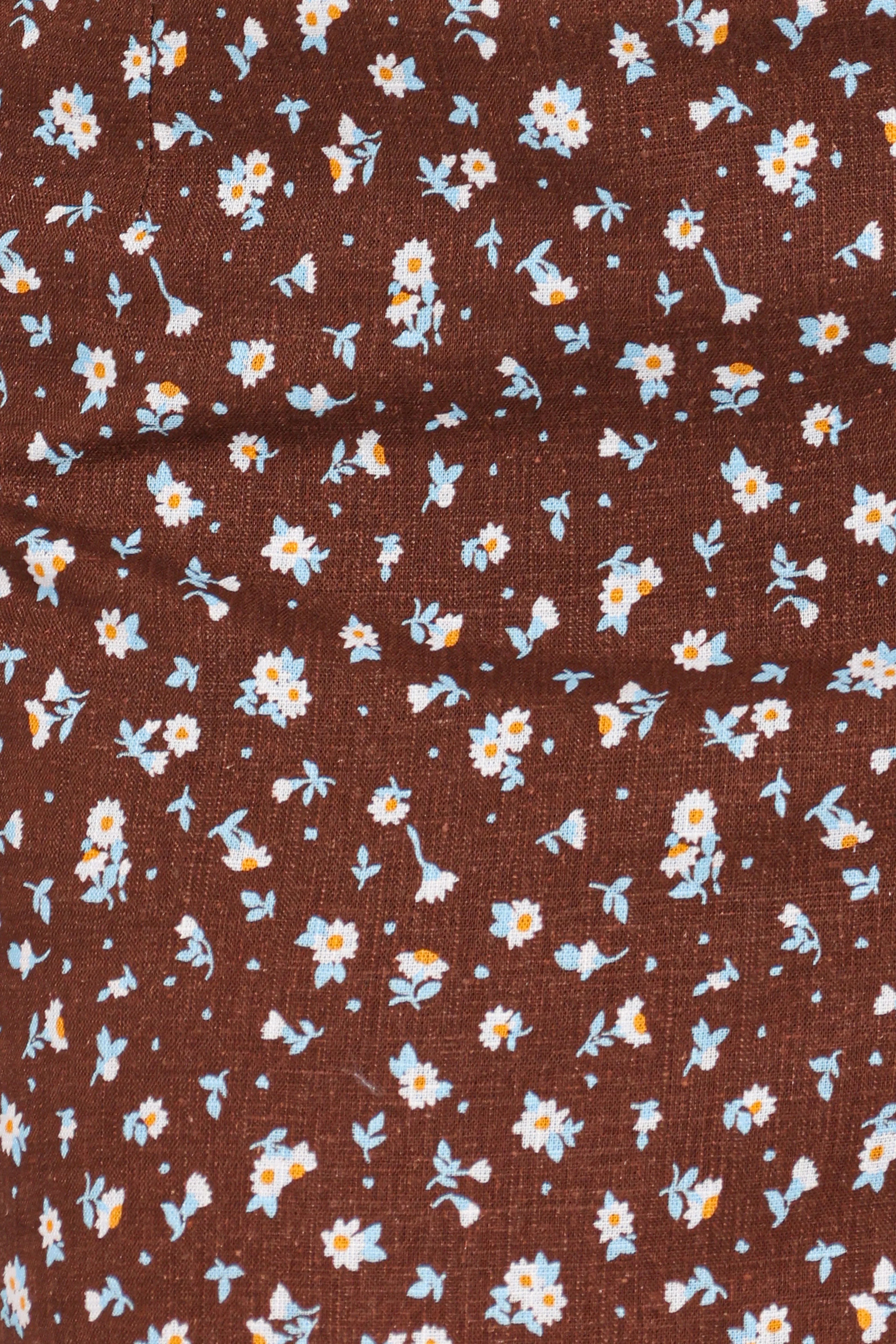Ashe Cropped Button Up Top - Brown Floral
