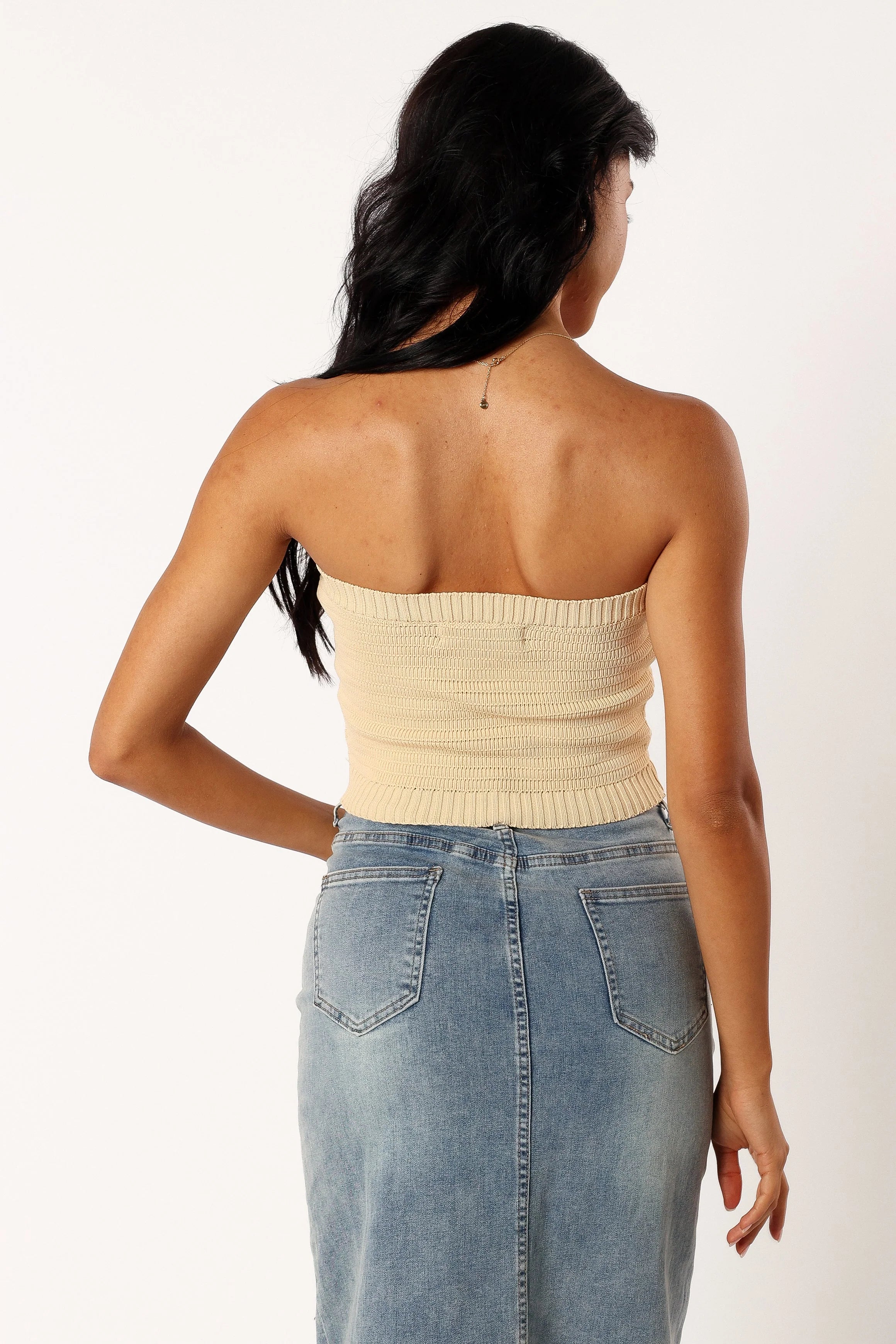 Zia Strapless Knit Top - Lemon