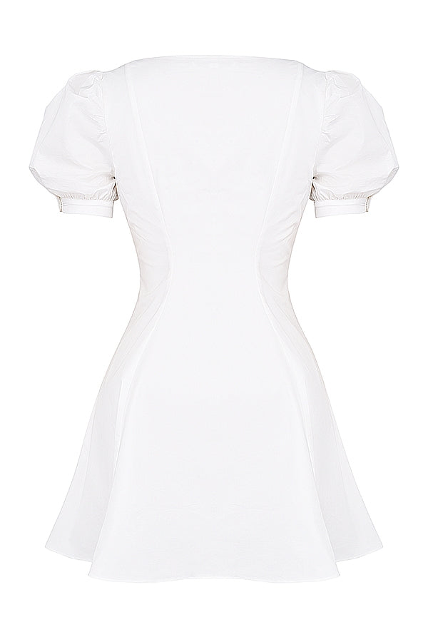 white puff sleeve mini dress