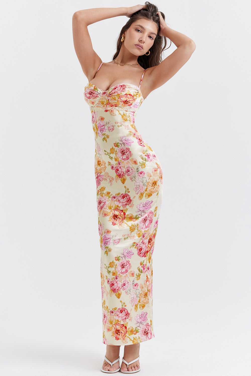 ivory floral maxi dress