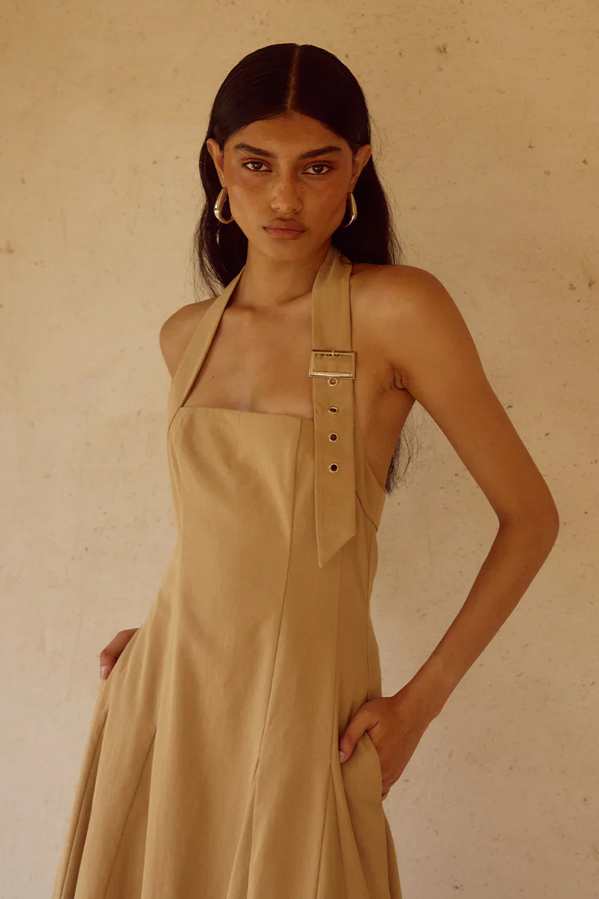 ASTRID HALTER MIDI DRESS - CAMEL