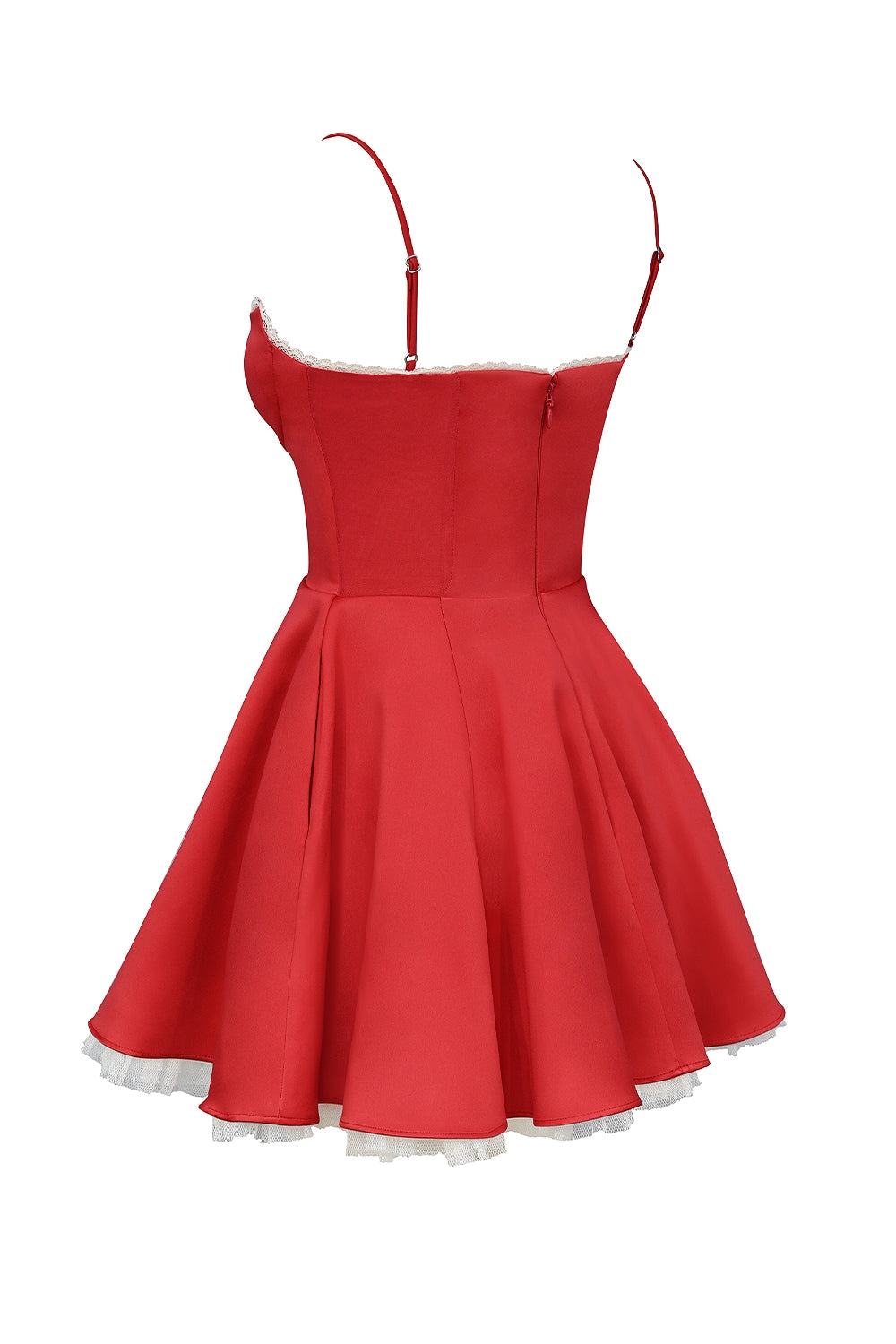 holly red satin tulle mini dress