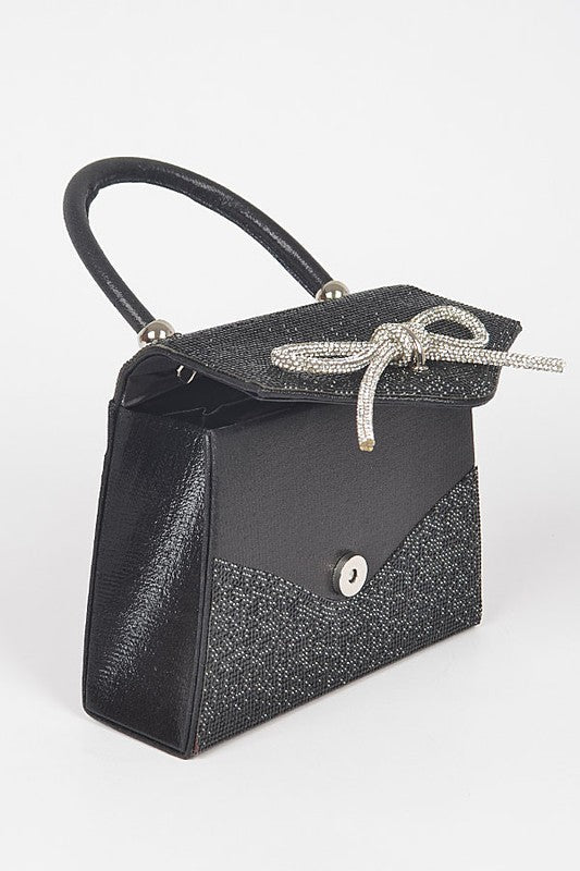 Crystal Bow Elegance Top Handle Bag