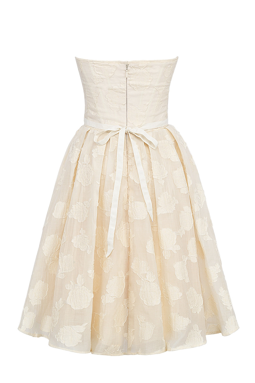 vintage cream floral strapless mini dress