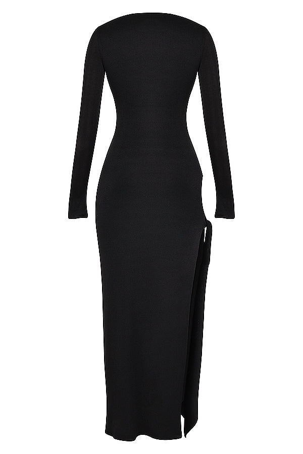 black cutout maxi dress