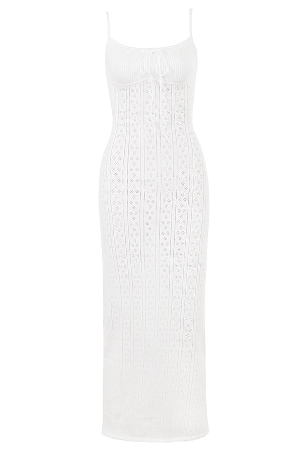 white knit maxi dress