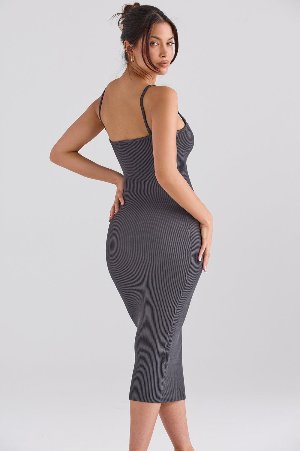 charcoal knit midi dress - sale