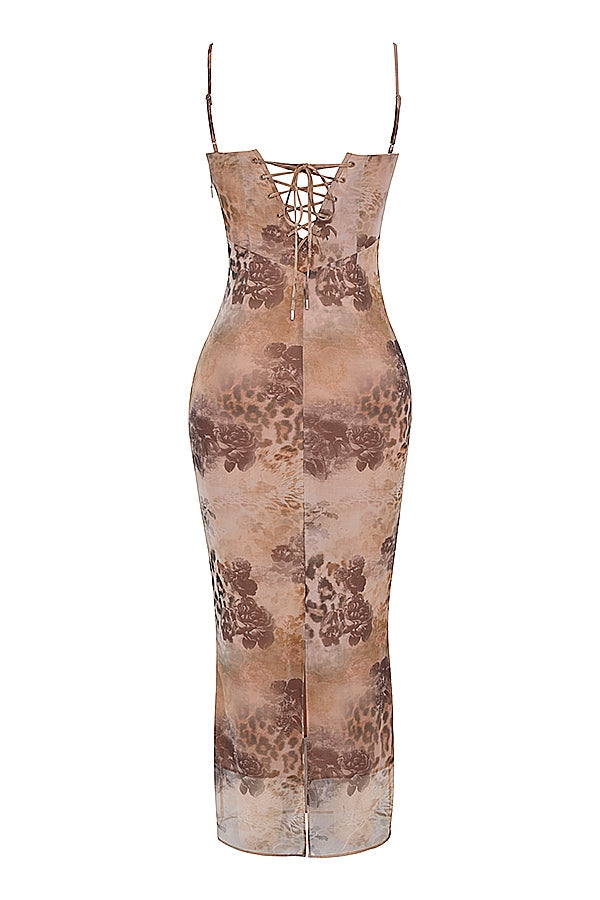 cream floral print maxi dress