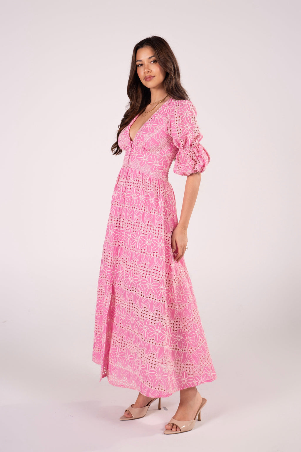 Alicia V-Neck Embroidery Maxi Dress