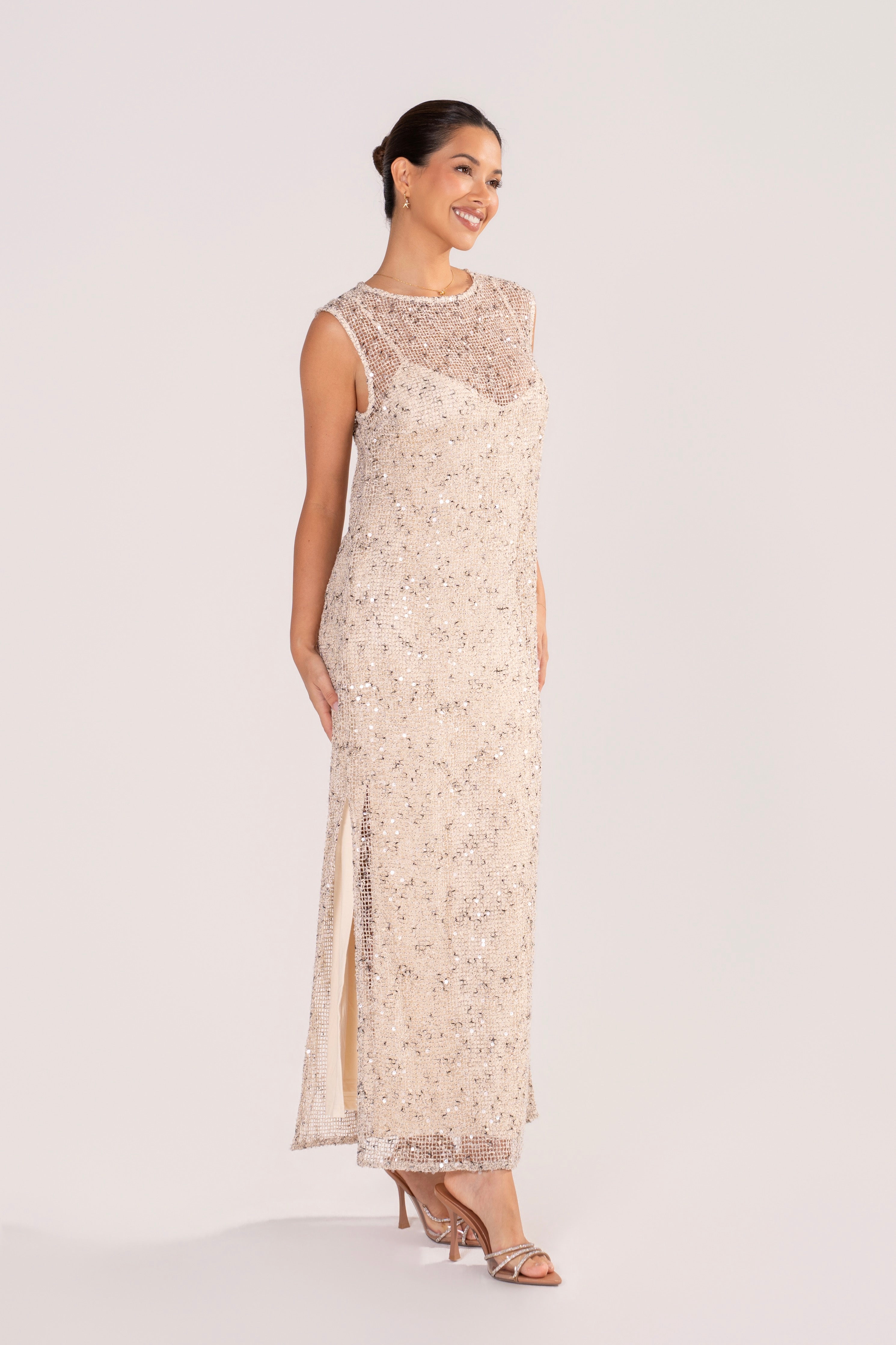 Athena Sequin Mesh Maxi Dress