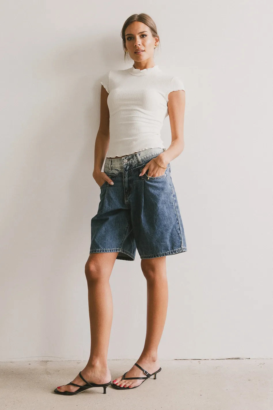 Casey Lettuce Hem Tee in Cream - FINAL SALE