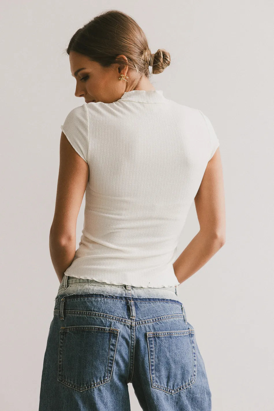 Casey Lettuce Hem Tee in Cream - FINAL SALE