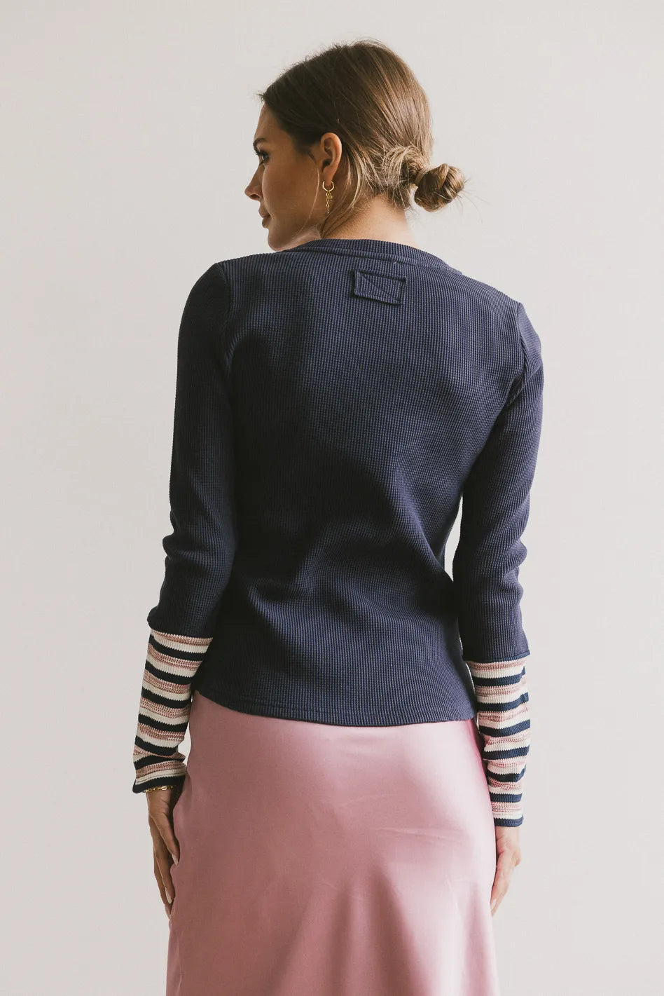 Ashton Waffle Knit Top in Navy - FINAL SALE