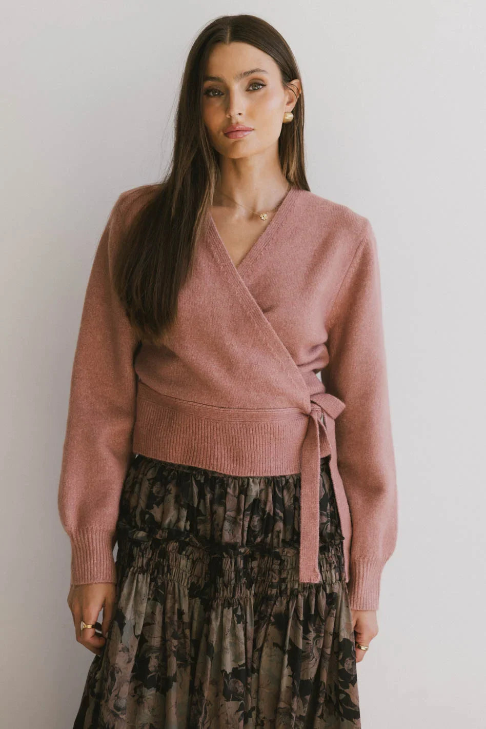 Addie Wrap Cardigan in Rose - FINAL SALE