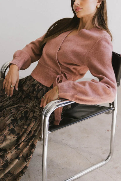 Addie Wrap Cardigan in Rose - FINAL SALE