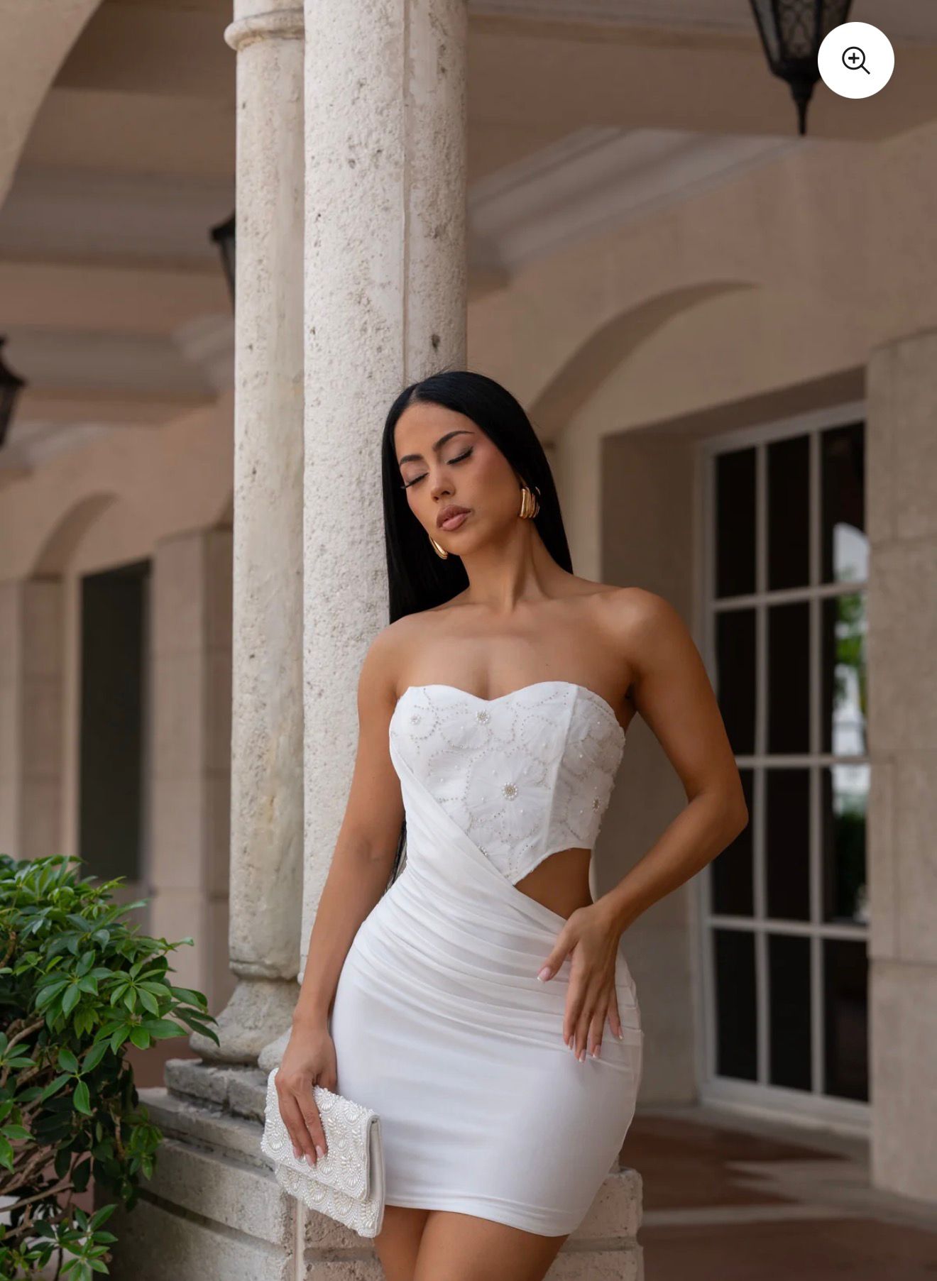 Ethereal Sculpted Draped Mini Dress - White