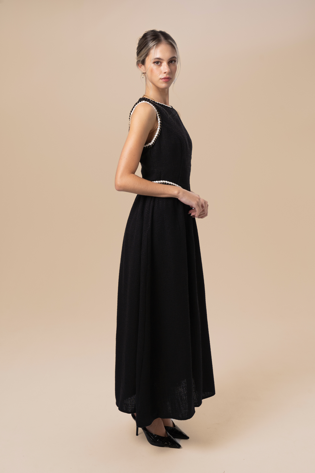 Cecilia Black Midi with Braided Trims