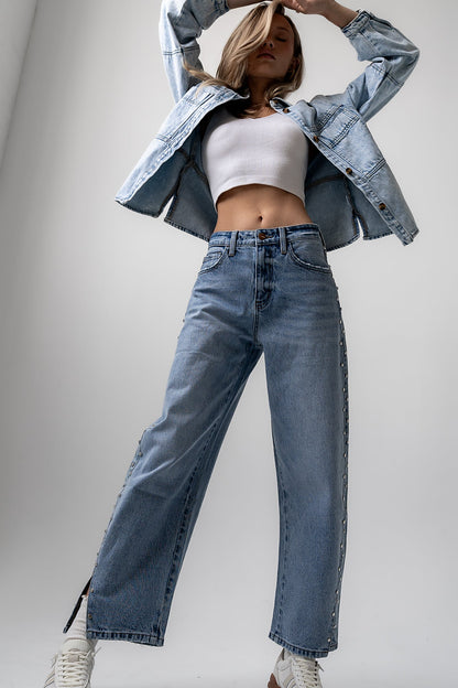 Cleo Studded Wide Leg Jeans - FINAL SALE