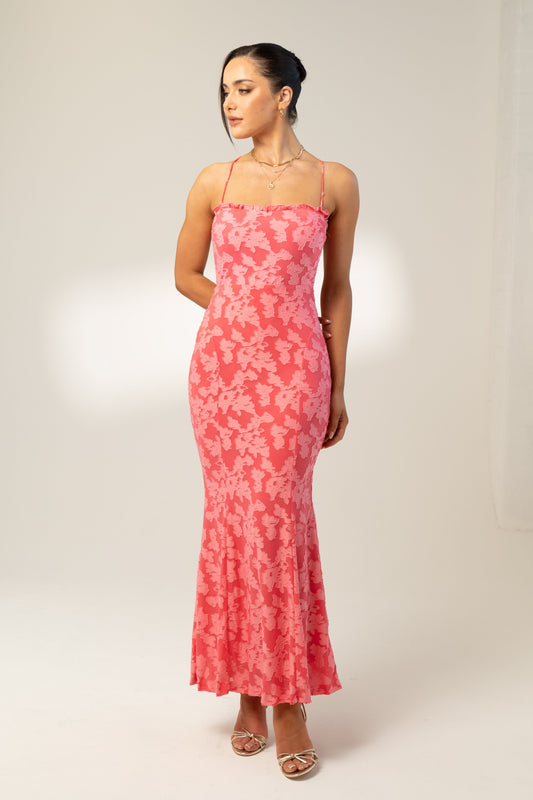 Vanessa Pink Cross Back Slip Dress