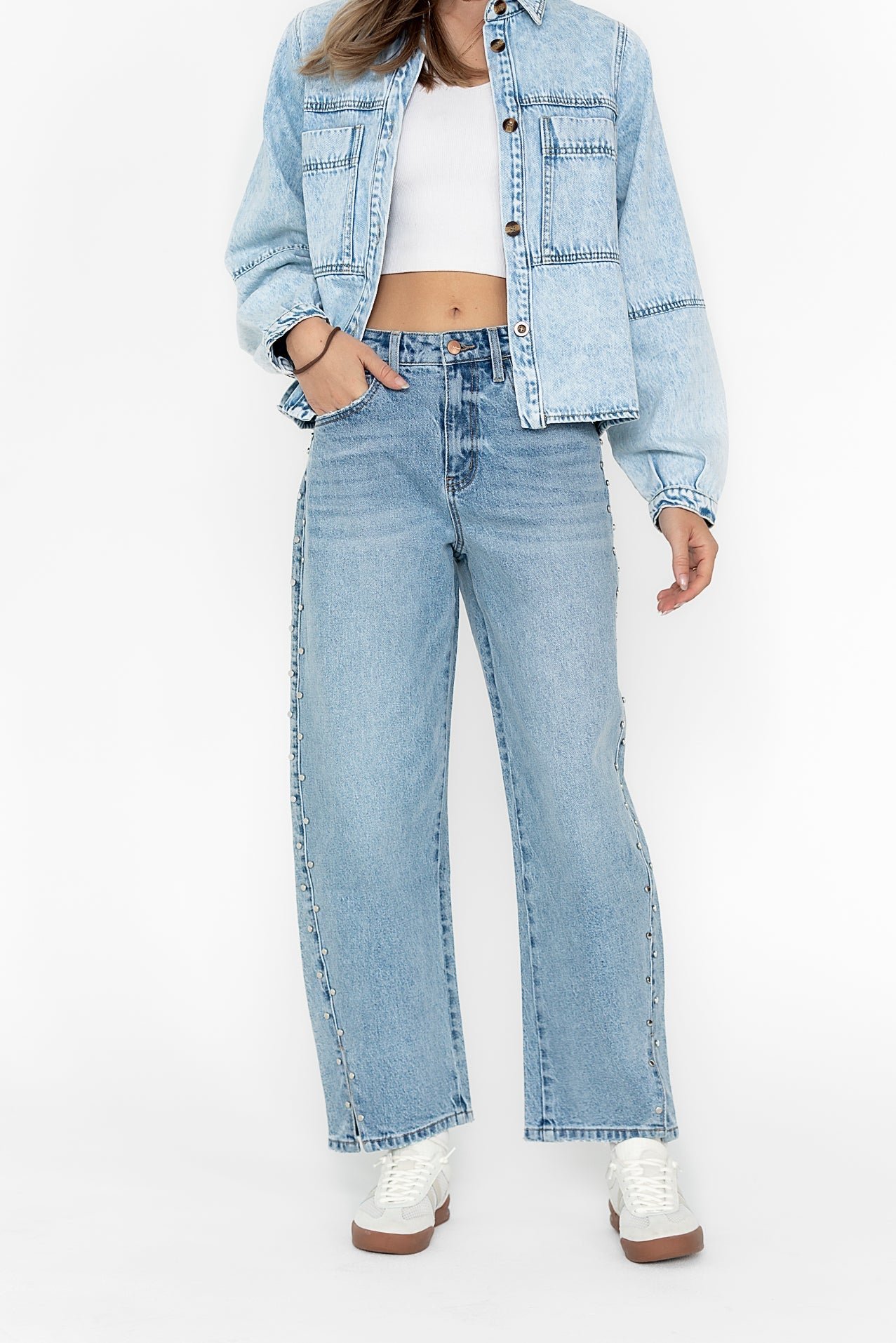 Cleo Studded Wide Leg Jeans - FINAL SALE