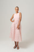 Angelina Soft Pink Midi Dress with Back Tie