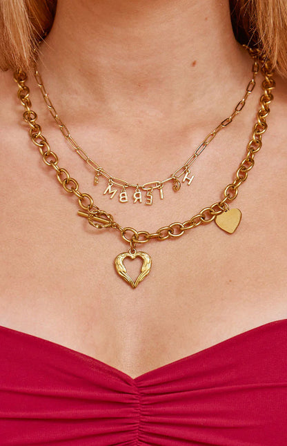 Gold Heart Chain Necklace