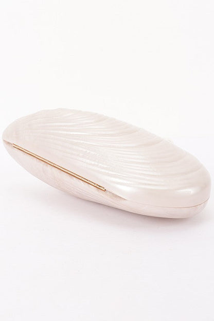 Luxe Marble Shell Evening Clutch- Cream