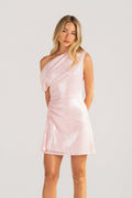 Kimberley Pink Drop Shoulder Sequin Mini Dress