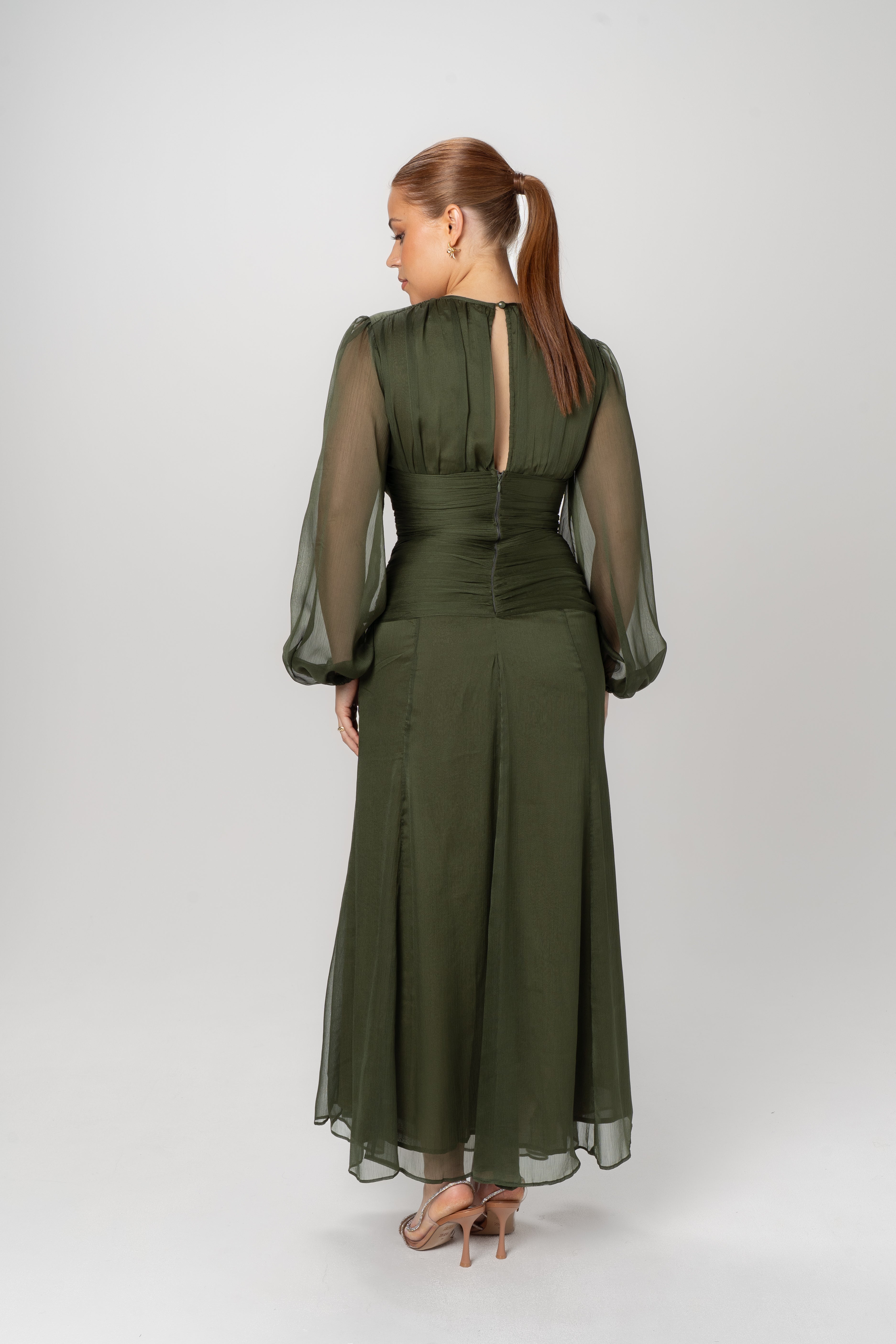 Lunara Long Sheer Sleeve Maxi Dress