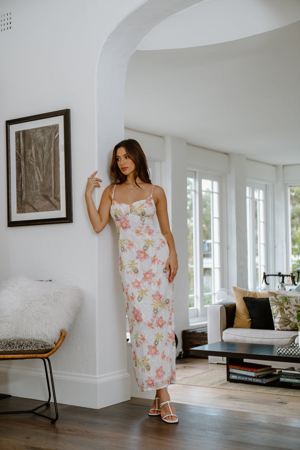 Molly Floral Print Maxi Dress with Back Cut-Out