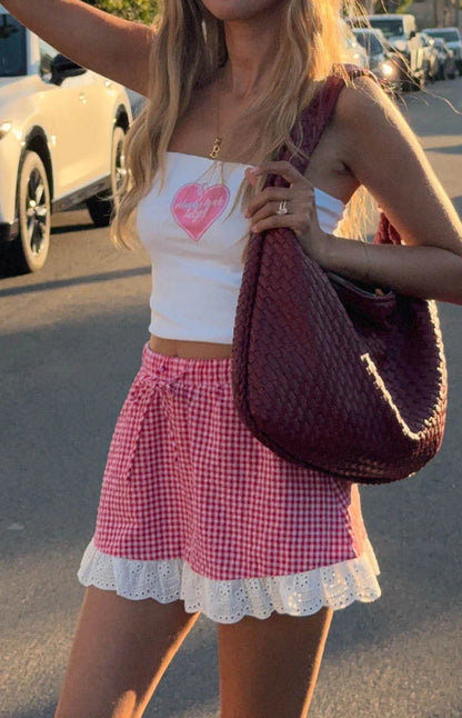 Ottilie Red Gingham Mini Skirt