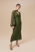 Sabine Boho Dress with Billowed Sleeves and Scarf Piece