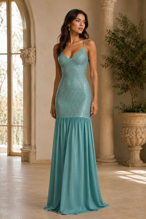 Pearl Radiance Dropwaist Maxi Dress - Bermuda