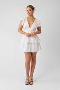 Willow White V-Neck Midi Dress