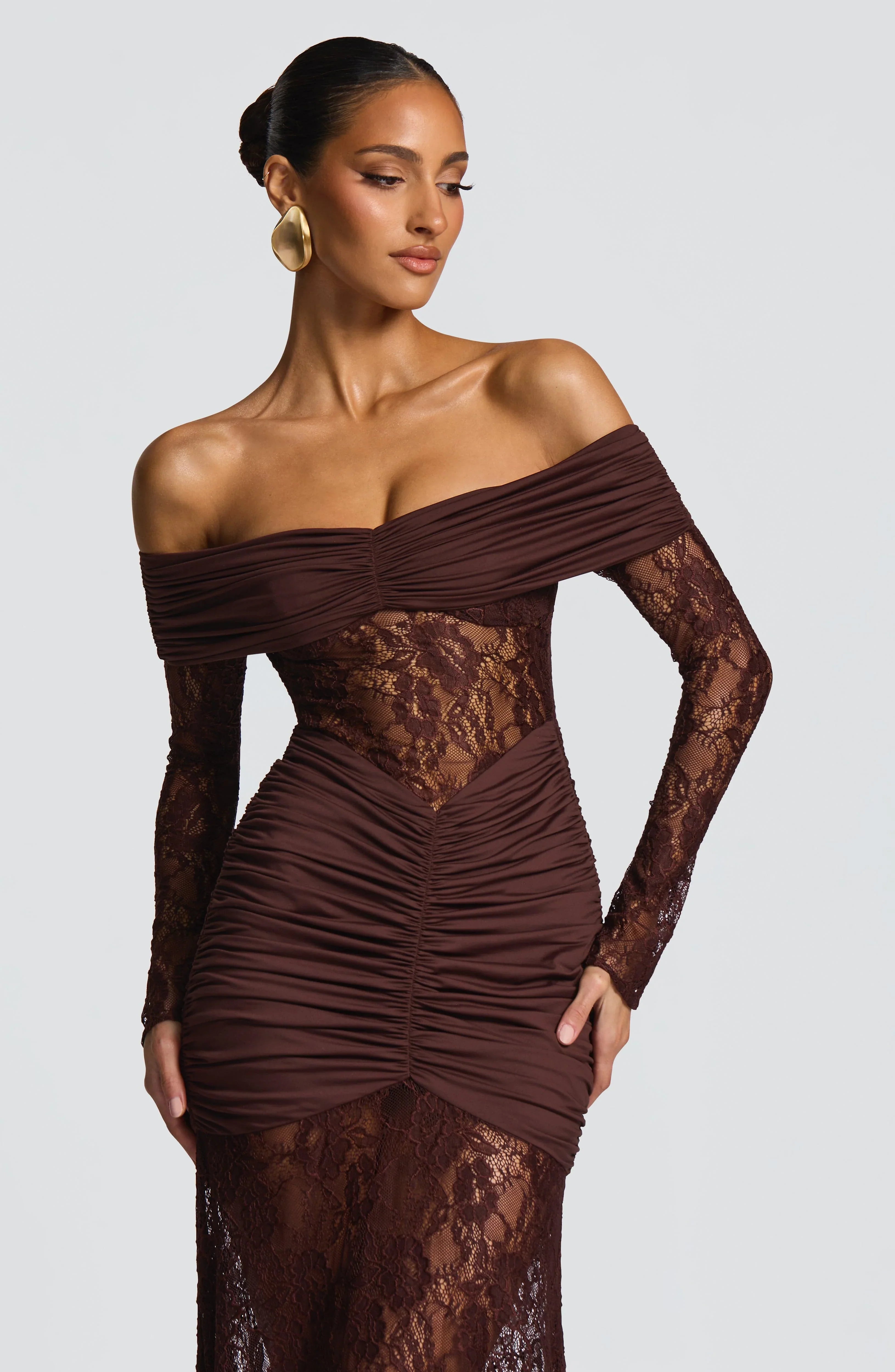 Sauline Maxi Dress - Plum Brown