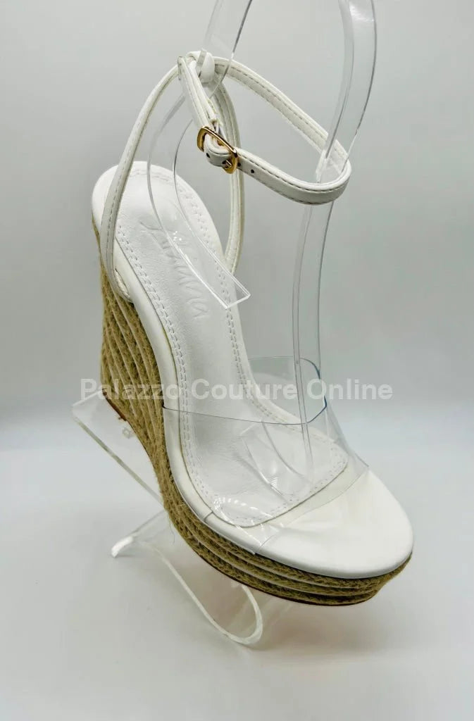 Amalia braided espadrille wedges (White)