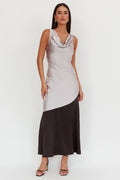 Cecilia Cowl Neck Drape Back Maxi Dress Smoke