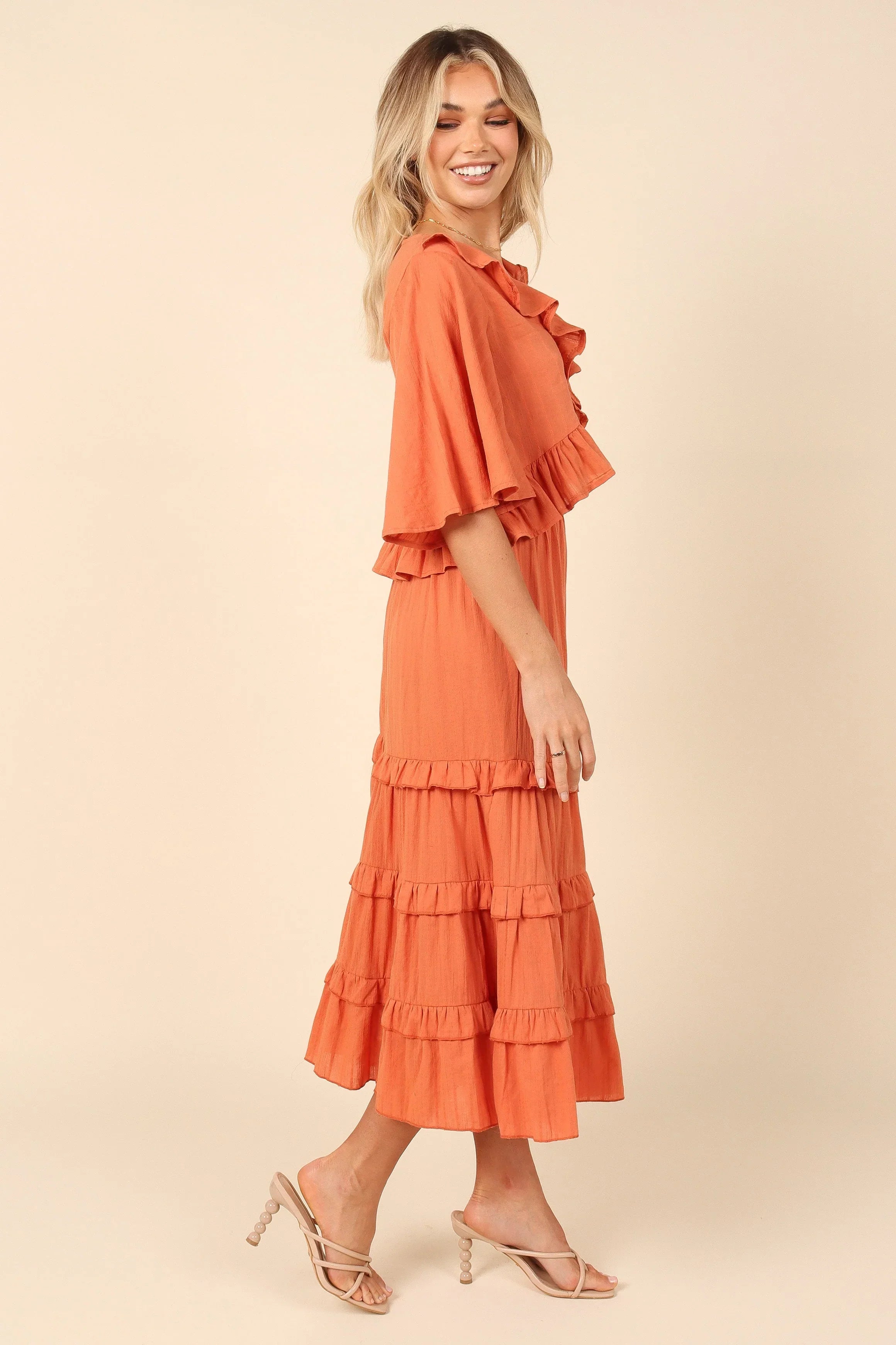 Sheridan Cropped Ruffle Top - Rust