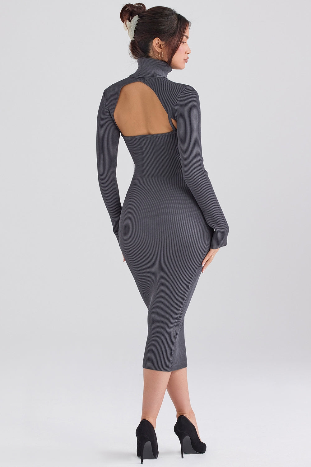 charcoal knit midi dress - sale