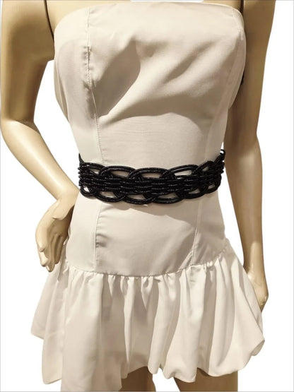 Luna Wave Elastic Waist Belt in Black