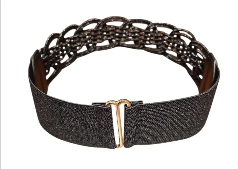 Luna Wave Elastic Waist Belt in Black