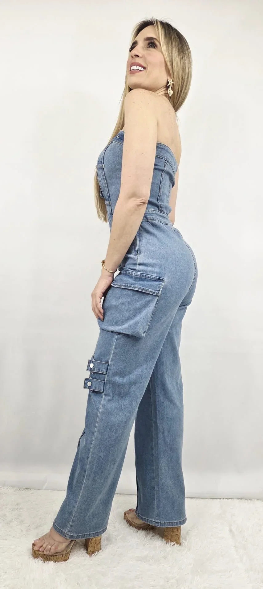 Buckle Up Strapless Jumpsuit