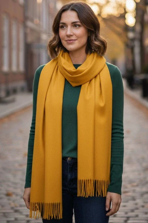 Timeless Luxe Cashmere Blend Shawl- Mustard