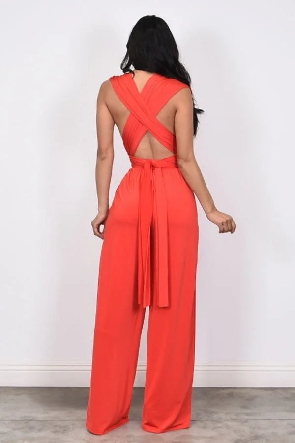 Chic Convertible Self Tie Jumpsuit (Red)