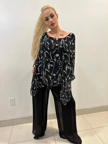 Comodo silky Palazzo Pants (Black)