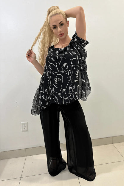 Comodo silky Palazzo Pants (Black)