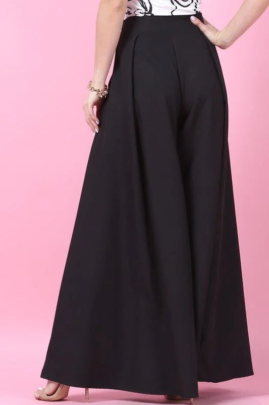 Solid Wide Palazzo Pants (Black)